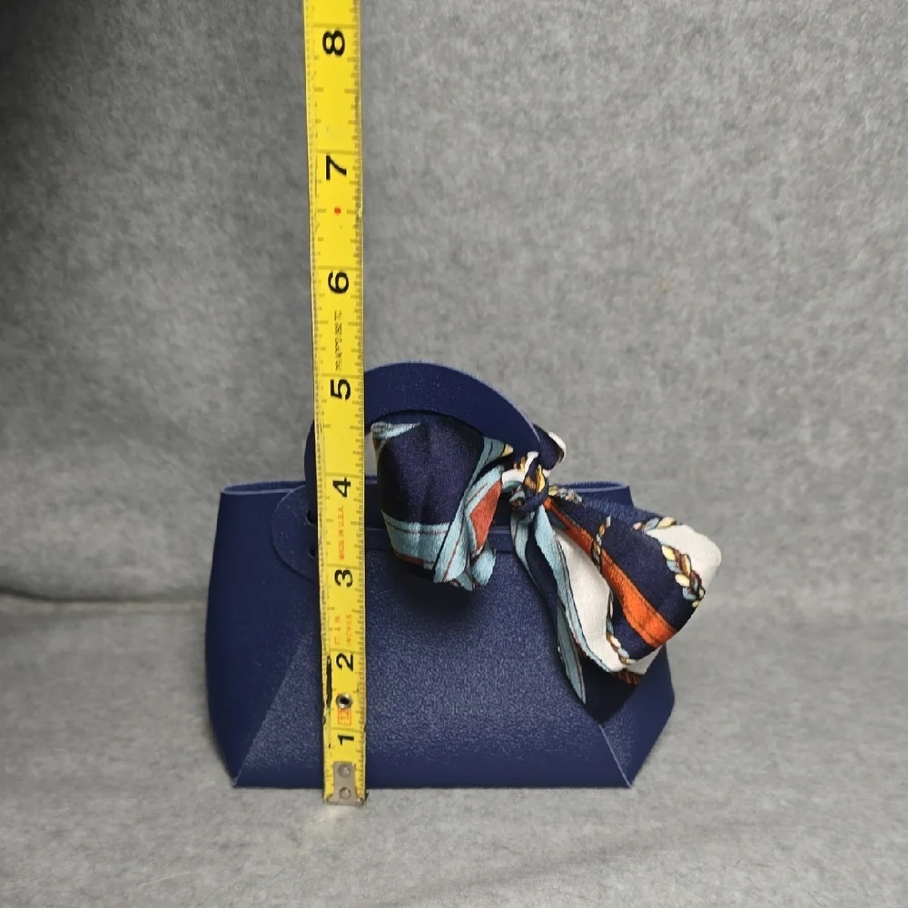 Navy Blue Mini Gift Bag with Scarf Accent
